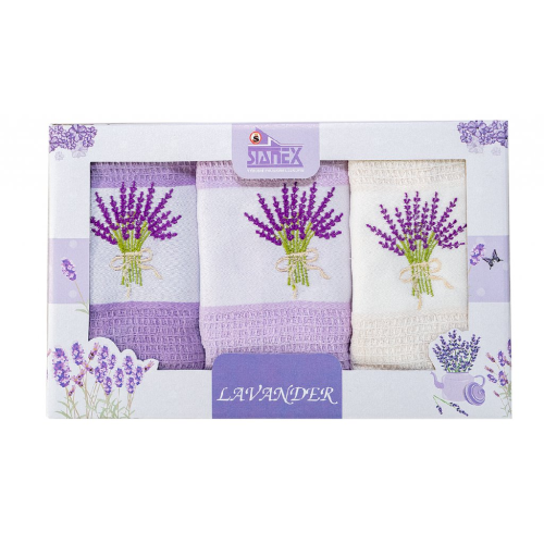 Lavender dárkový set vaflové utěrky 3ks