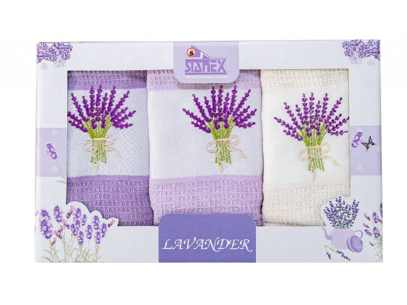 Lavender dárkový set vaflové utěrky 3ks