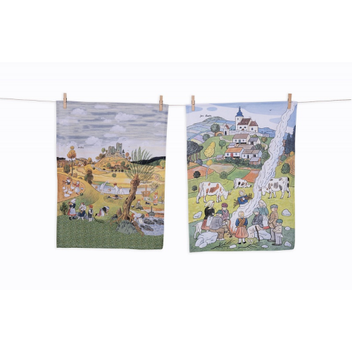 Kuchyňské utěrky Josef Lada Dětské hry v létě & Podzim