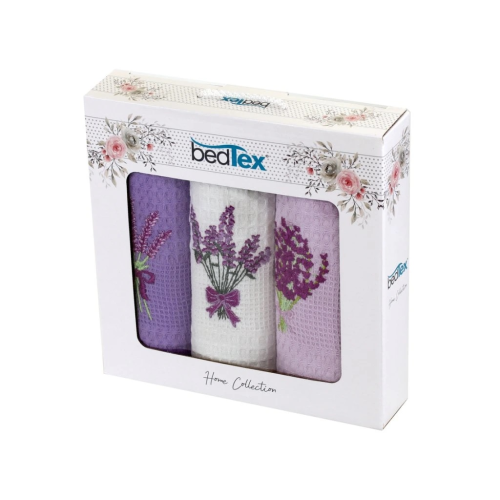 Dárková sada vaflových utěrek 3ks Levandule