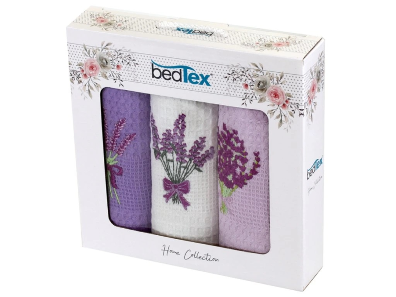 Dárková sada vaflových utěrek 3ks Levandule