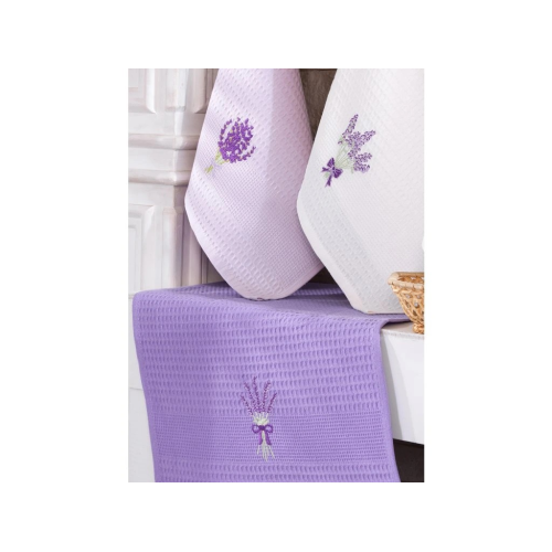 Dárková sada vaflových utěrek 3ks Levandule