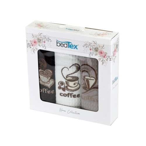 Dárková sada vaflových utěrek 3ks Čas na kávu