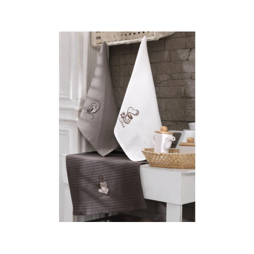 Dárková sada vaflových utěrek 3ks Čas na kávu