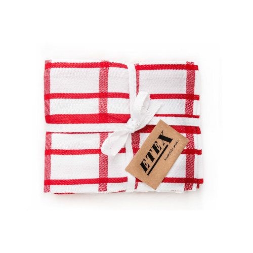 Utěrky kárované červené
