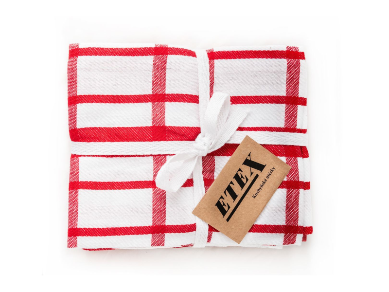 Utěrky kárované červené