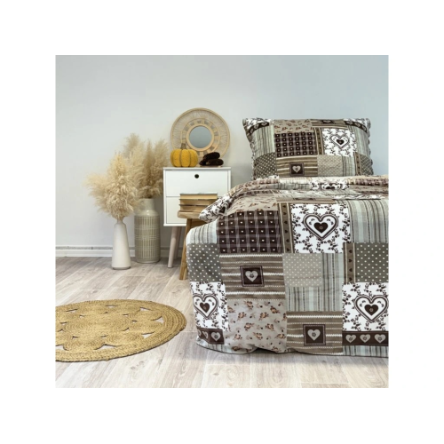 Povlečení Mikroflanel Patchwork béžový