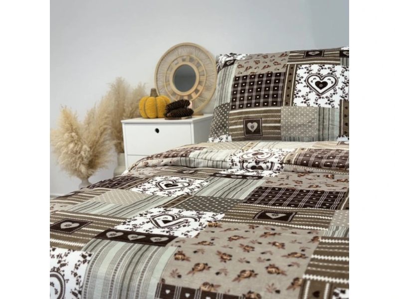 Povlečení Mikroflanel Patchwork béžový