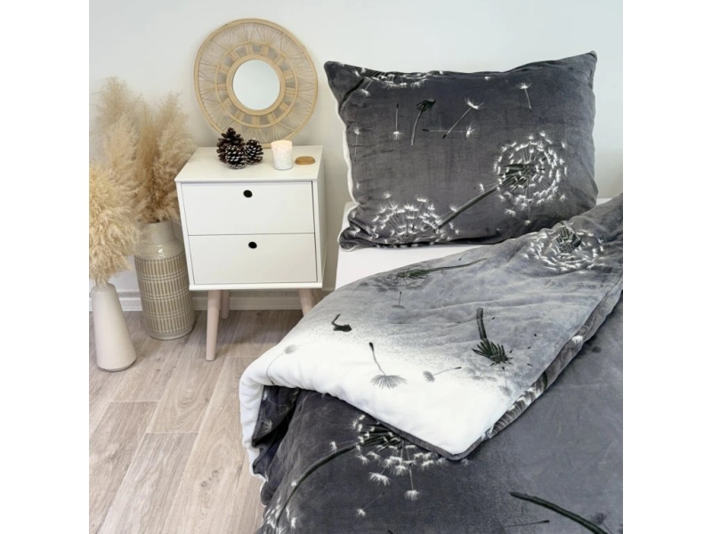 Povlečení Mikroflanel Pampeliška šedá
