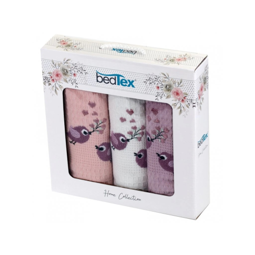 Dárková sada vaflových utěrek 3ks Ptáčci